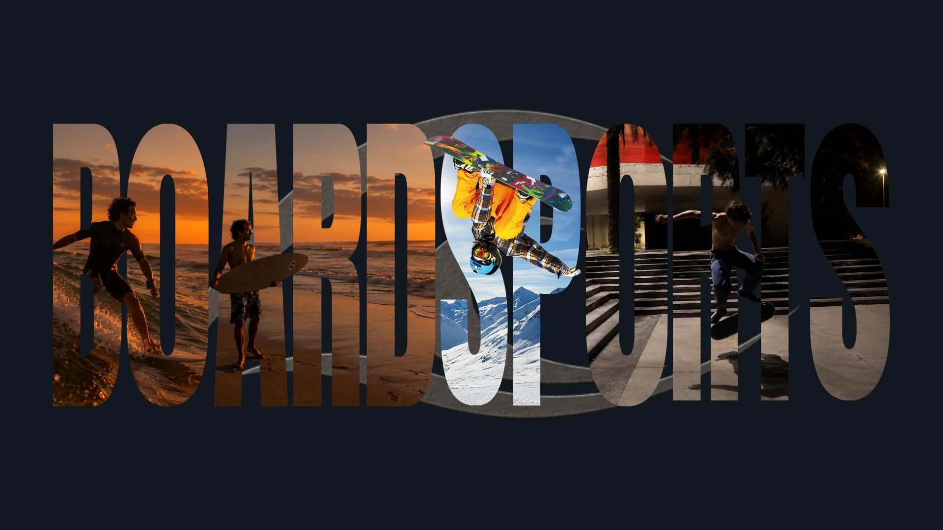 Imagem BoardSports com surf, snowboard e skate